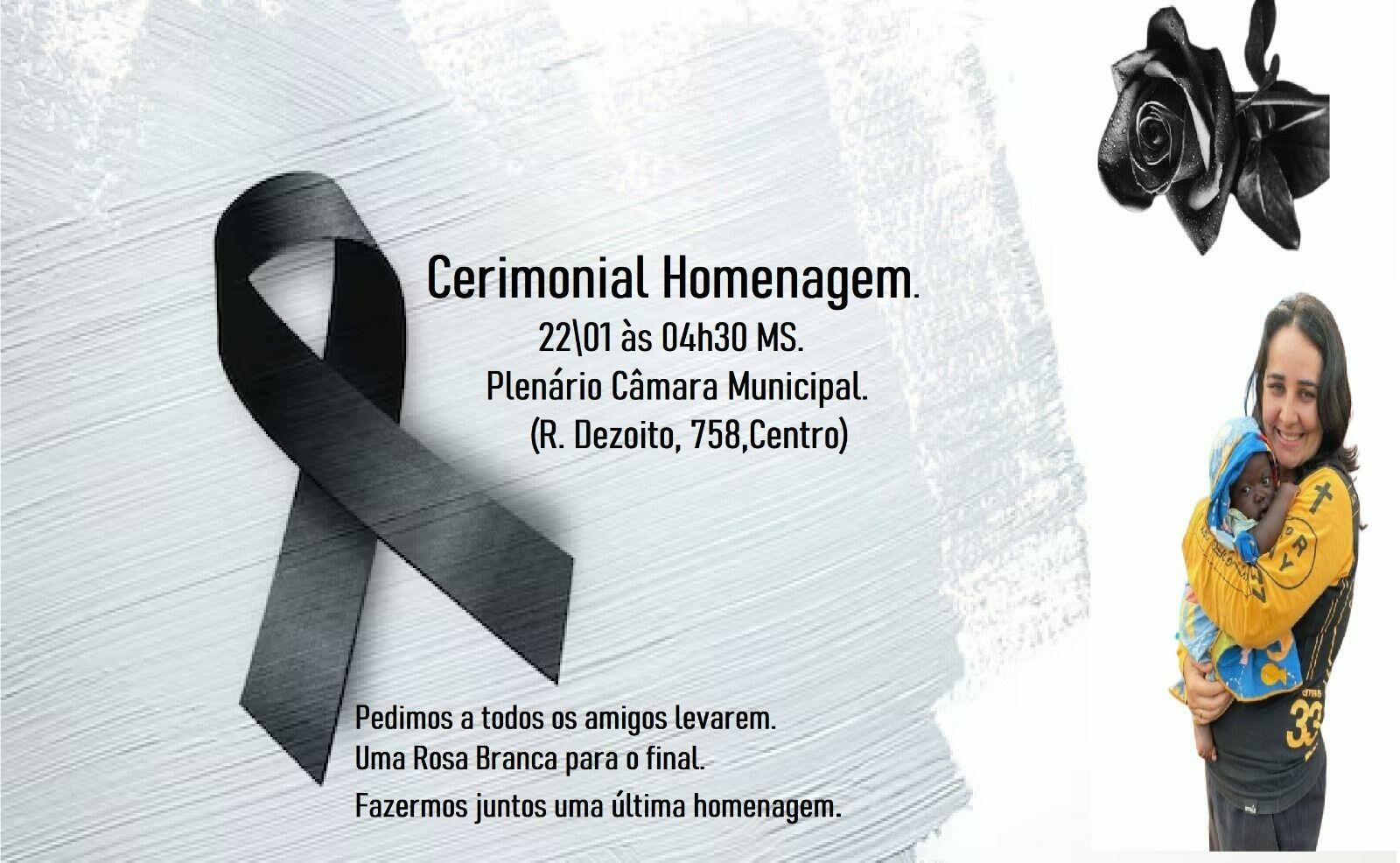 Imagem de compartilhamento para o artigo Velório de missionária será transmitido em plenário da Câmara de Chapadão do Sul da MS Todo dia